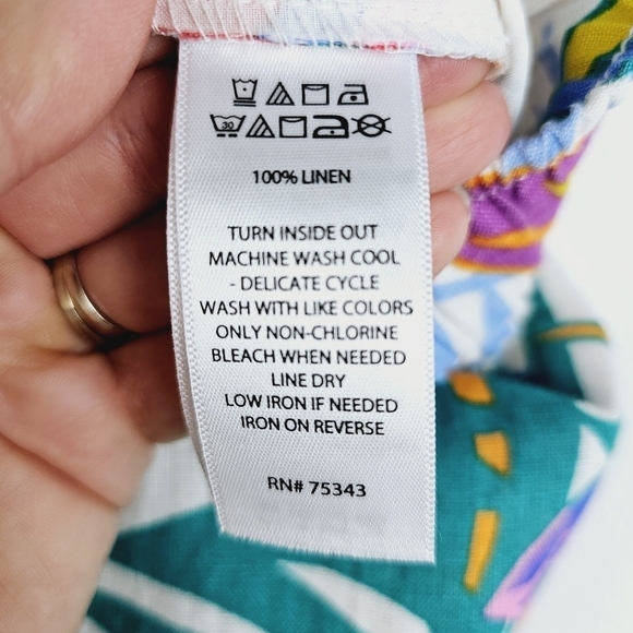 NWOT C&C California Tropical Floral 100% Linen Wide Leg Pants size Large - Picture 5 of 5